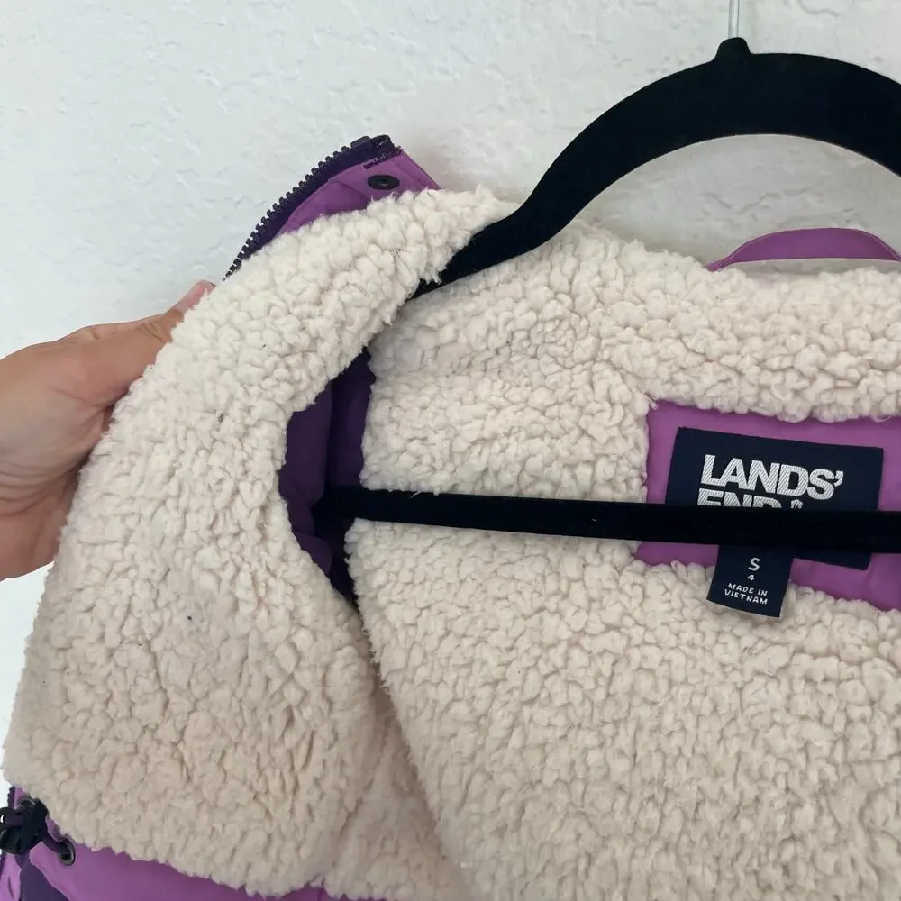 Lands' End Kids Purple Faux Fur Trim Expedition Winter Parka Jacket Size 4T